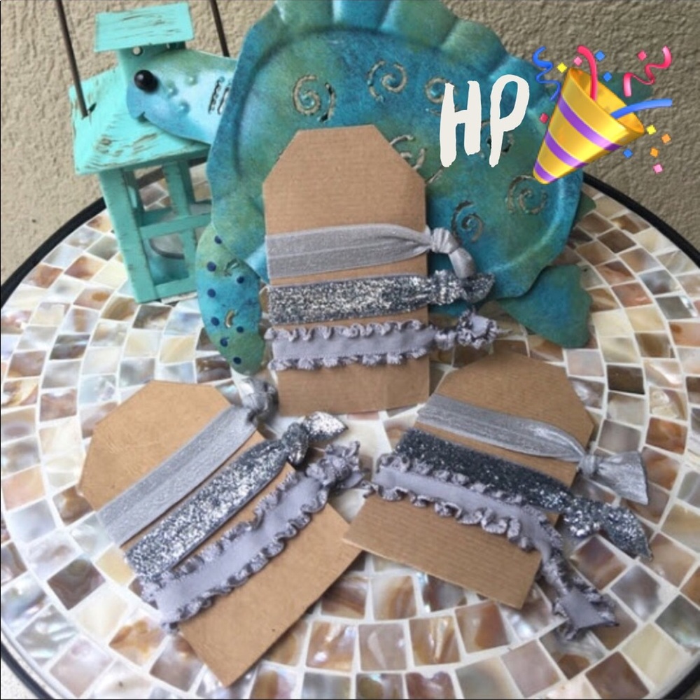 🔴Silver Shimmer silver and grey elastic hair ties - Picture 2 of 3